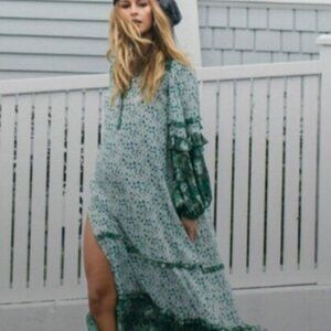 R. vivimos maxi dress L 12/14 Green Floral Gypsy Cottagecore Boho Hippie NEW NWT
